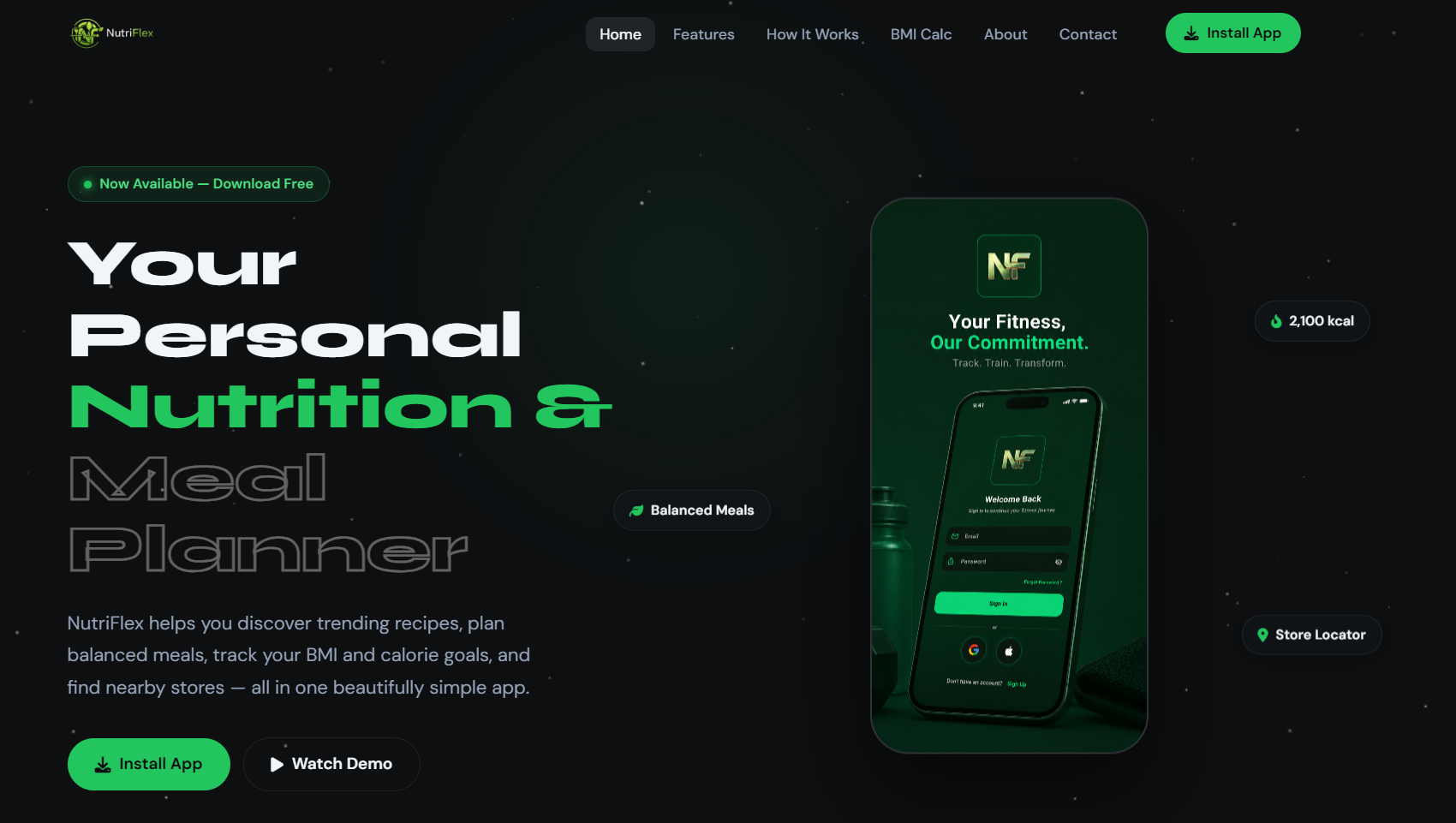 NutriFlex Landing Page preview